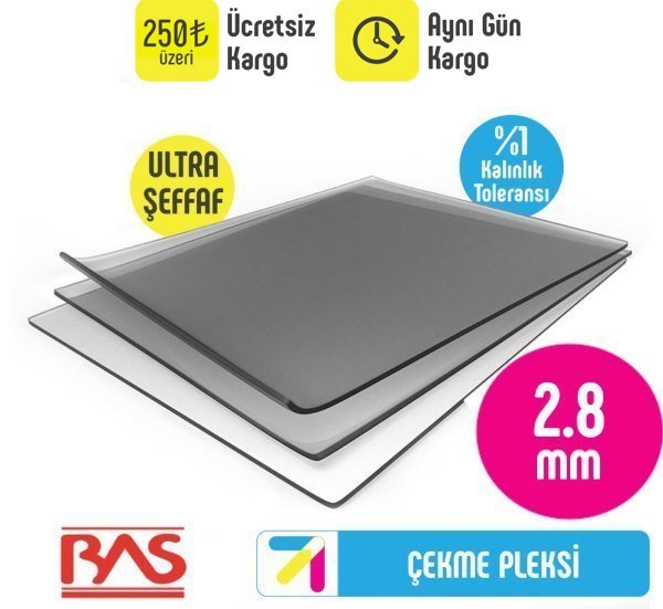 2.8mm Şeffaf Çekme Pleksiglas