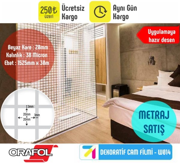 W014 - Kareli Dekorasyon Cam Filmi