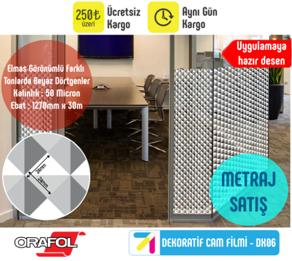 DX06 - Oracal White Diamonds Dekorasyon Cam Filmi