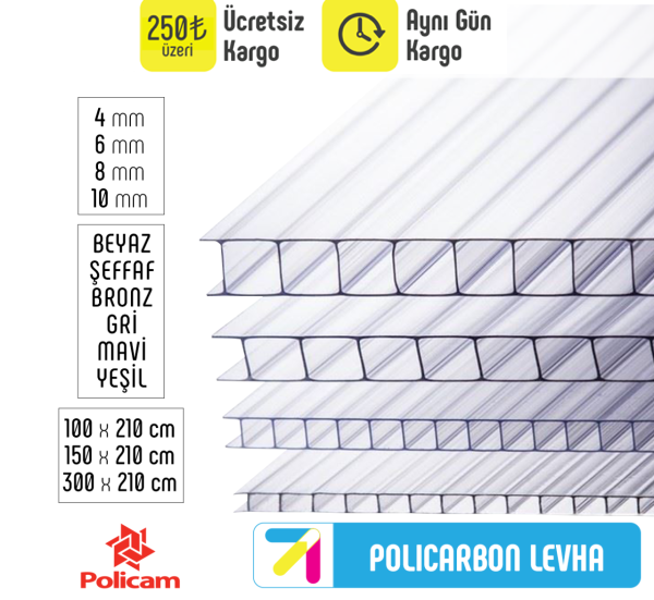 Oluklu Polikarbon Levha Bronz - 10mm - 150 x 210cm - 4'lü Paket