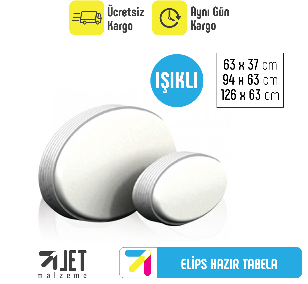 Elips Hazır Işıklı Tabela