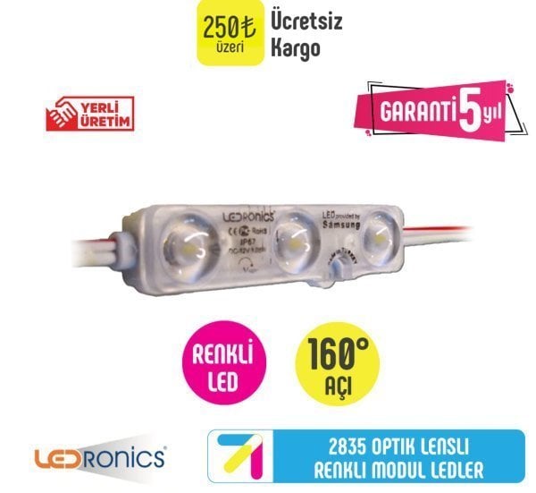 Optik Lensli Renkli 2835 Modül Led