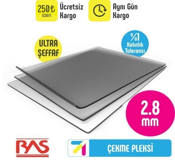 2.8mm Şeffaf Çekme Pleksiglas